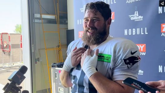 Videos: David Andrews, Adrian Phillips after Raiders joint practice 08.23.22 taken in Henderson, Nev. (Patriots)